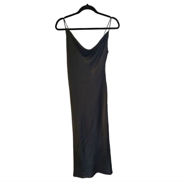 Hello Molly Black The Samara Satin Maxi Dress Size Large - Picture 3 of 6